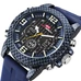 KAT-WACH Sport Watches for Men, Big Face Watch for Men 53mm, Dual Time Watch, Blue Dial, Carbon fiber Case, 5ATM Waterproof Watch, Analog Display, Digital Display, Unique Display, Multi-Function Watch KT-1804BU