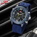 KAT-WACH Sport Watches for Men, Big Face Watch for Men 53mm, Dual Time Watch, Blue Dial, Carbon fiber Case, 5ATM Waterproof Watch, Analog Display, Digital Display, Unique Display, Multi-Function Watch KT-1804BU