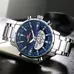 KAT-WACH Casual Watches for Men, Big Face Watch for Men 48mm, Dual Time Watch, Blue Dial, Sliver Case, Safety Buckle Steel Belt, 5ATM Waterproof Watch, Analog Display, Digital Display, Unique Display, Multi-Function Watch KT-1815SBU