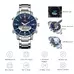 KAT-WACH Casual Watches for Men, Big Face Watch for Men 48mm, Dual Time Watch, Blue Dial, Sliver Case, Safety Buckle Steel Belt, 5ATM Waterproof Watch, Analog Display, Digital Display, Unique Display, Multi-Function Watch KT-1815SBU