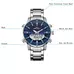 KAT-WACH Casual Watches for Men, Big Face Watch for Men 48mm, Dual Time Watch, Blue Dial, Sliver Case, Safety Buckle Steel Belt, 5ATM Waterproof Watch, Analog Display, Digital Display, Unique Display, Multi-Function Watch KT-1815SBU