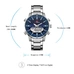 KAT-WACH Casual Watches for Men, Big Face Watch for Men 48mm, Dual Time Watch, Blue Dial, Sliver Case, Safety Buckle Steel Belt, 5ATM Waterproof Watch, Analog Display, Digital Display, Unique Display, Multi-Function Watch KT-1815SBU