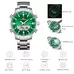 KAT-WACH Casual Watches for Men, Big Face Watch for Men 48mm, Dual Time Watch, Green Dial, Sliver Case, Safety Buckle Steel Belt, 5ATM Waterproof Watch, Analog Display, Digital Display, Unique Display, Multi-Function Watch KT-1815SGN