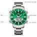 KAT-WACH Casual Watches for Men, Big Face Watch for Men 48mm, Dual Time Watch, Green Dial, Sliver Case, Safety Buckle Steel Belt, 5ATM Waterproof Watch, Analog Display, Digital Display, Unique Display, Multi-Function Watch KT-1815SGN