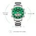 KAT-WACH Casual Watches for Men, Big Face Watch for Men 48mm, Dual Time Watch, Green Dial, Sliver Case, Safety Buckle Steel Belt, 5ATM Waterproof Watch, Analog Display, Digital Display, Unique Display, Multi-Function Watch KT-1815SGN