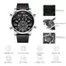 KAT-WACH Casual Watches for Men, Big Face Watch for Men 47mm, Dual Time Watch, Black Dial, Sliver Case, Band With Pin Buckle, 5ATM Waterproof Watch, Analog Display, Digital Display, Unique Display, Multi-Function Watch KT-1819BK