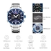 KAT-WACH Casual Watches for Men, Big Face Watch for Men 48mm, Dual Time Watch, Blue Dial, Sliver Case, Safety Buckle Steel Belt, 5ATM Waterproof Watch, Analog Display, Digital Display, Unique Display, Multi-Function Watch KT-2027SBU