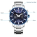 KAT-WACH Casual Watches for Men, Big Face Watch for Men 48mm, Dual Time Watch, Blue Dial, Sliver Case, Safety Buckle Steel Belt, 5ATM Waterproof Watch, Analog Display, Digital Display, Unique Display, Multi-Function Watch KT-2027SBU