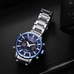 KAT-WACH Casual Watches for Men, Big Face Watch for Men 48mm, Dual Time Watch, Blue Dial, Sliver Case, Safety Buckle Steel Belt, 5ATM Waterproof Watch, Analog Display, Digital Display, Unique Display, Multi-Function Watch KT-2027SBU