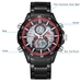 KAT-WACH Casual Watches for Men, Big Face Watch for Men 46mm, Dual Time Watch, Transparent Dial, Black Case, Safety Buckle Steel Belt, 5ATM Waterproof Watch, Analog Display, Digital Display, Unique Display, Multi-Function Watch KT-2216SBK