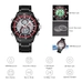 KAT-WACH Casual Watches for Men, Big Face Watch for Men 46mm, Dual Time Watch, Transparent Dial, Black Case, Safety Buckle Steel Belt, 5ATM Waterproof Watch, Analog Display, Digital Display, Unique Display, Multi-Function Watch KT-2216SBK