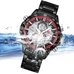 KAT-WACH Casual Watches for Men, Big Face Watch for Men 46mm, Dual Time Watch, Transparent Dial, Black Case, Safety Buckle Steel Belt, 5ATM Waterproof Watch, Analog Display, Digital Display, Unique Display, Multi-Function Watch KT-2216SBK