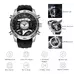 KAT-WACH Sport Watches for Men, Big Face Watch for Men 51mm, Dual Time Watch, Black Dial, Silver Case, 5ATM Waterproof Watch, Analog Display, Digital Display,Unique Display, Multi-Function Watch KT-714BK